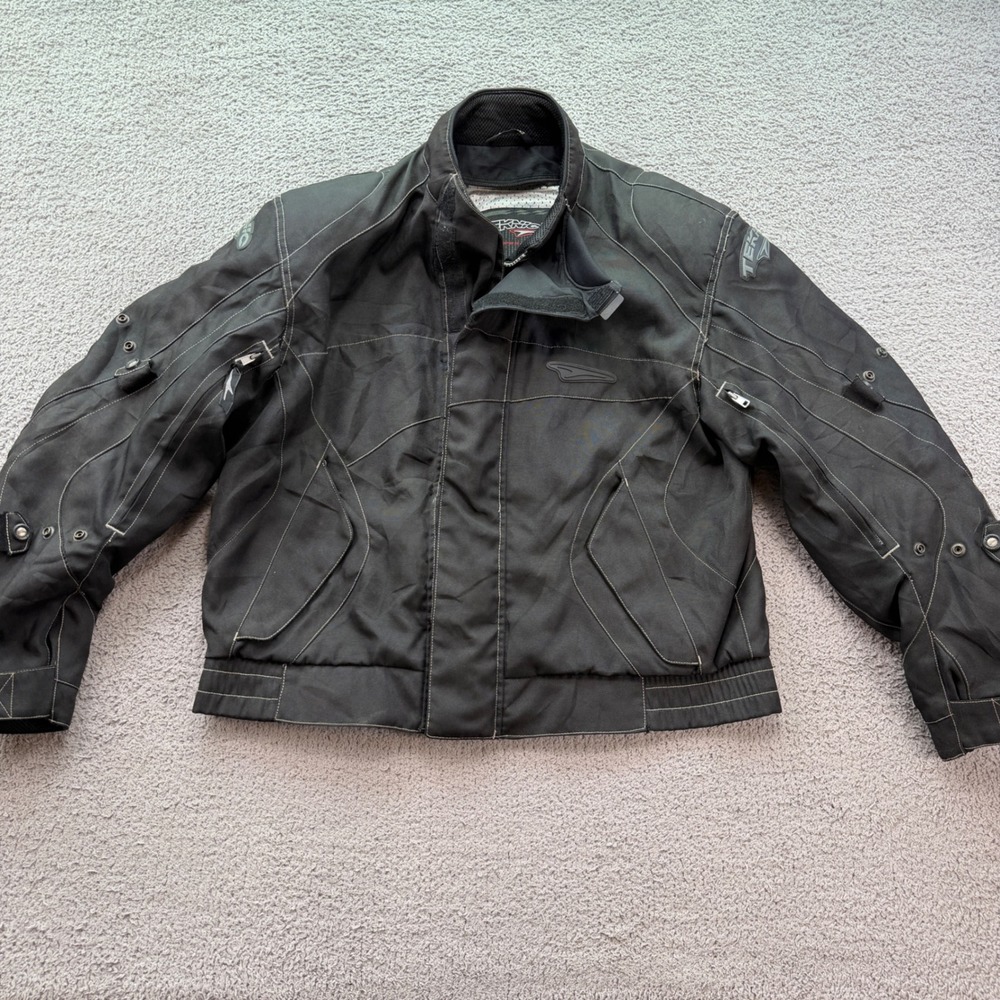 Teknic Men Black Armored Motorcycle Riding Jacket Size USA 46 Euro 56 Y2K Moto
